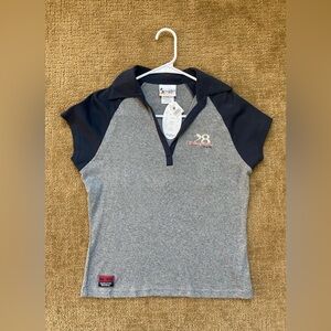 Women’s Disney World 1928 Mickey Mouse Collared Baseball Tee NWT Embroidered